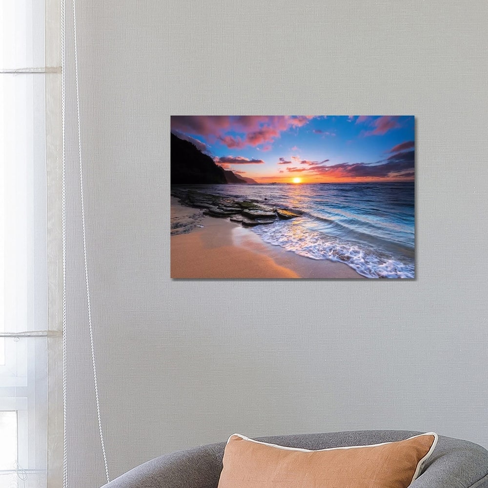 iCanvas "Sunset over the Na Pali Coast from Ke'e Beach, Haena State Park, Kauai, Hawaii, USA I" by Russ Bishop Canvas Print