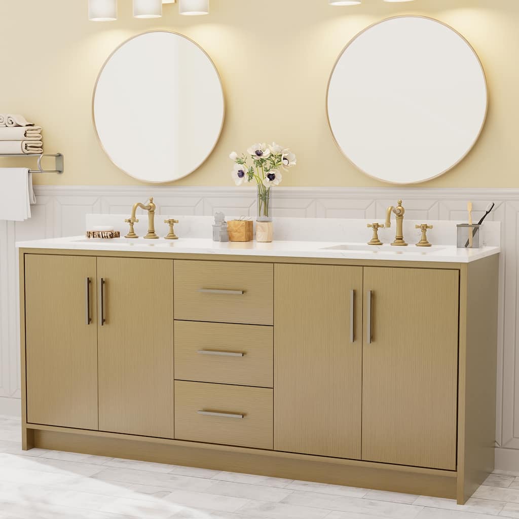 72-Inch Modern Style Bathroom Vanity with Double Ceramic Sink