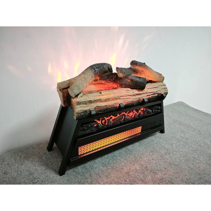 23-Inch Infrared Electric Fireplace Heater Insert, 3D Log Set with Adjustable Flame Brightness and Remote Control