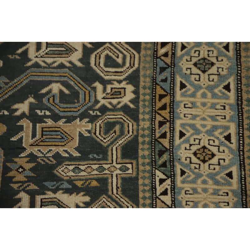 Hand Knotted Oriental 100% Wool Carpet Traditional Tribal Greys & Charcoal Kazak Area Rug - 6' 1'' X 3' 3''