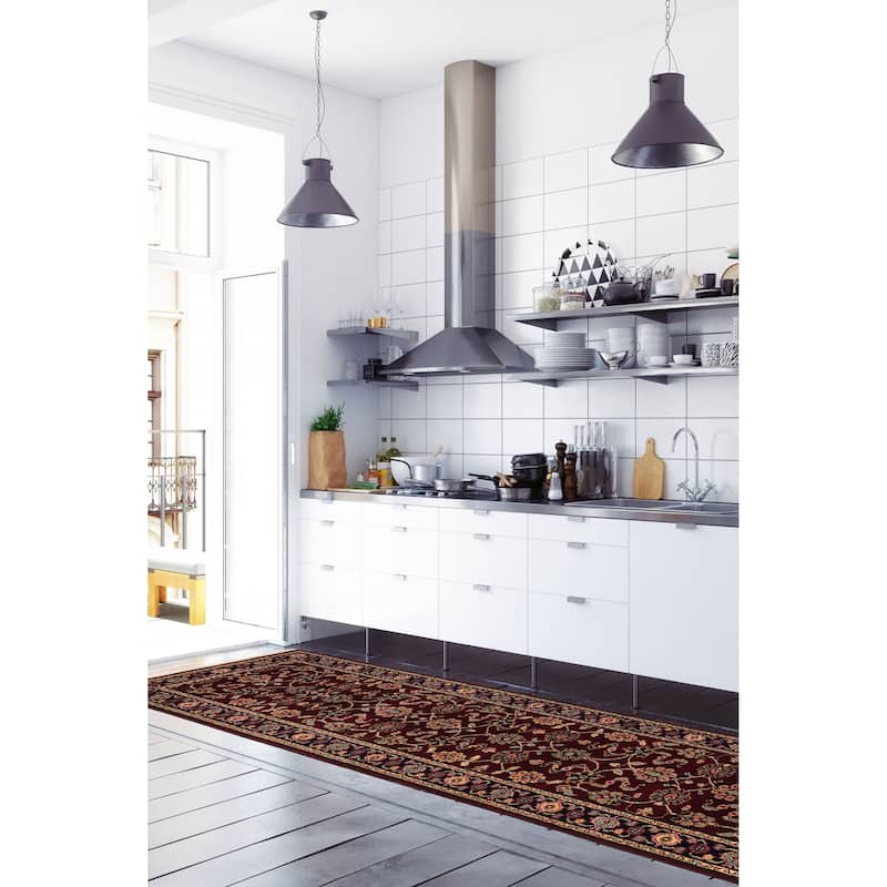 ECARPETGALLERY Hand-knotted Finest Agra Jaipur Dark Red Wool Rug - 2'7 x 9'10