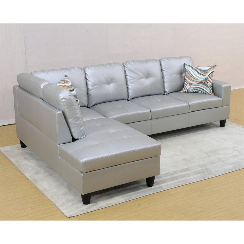 KISRAIS 103" Wide 2-Piece Vegan Leather Sectional Sofa