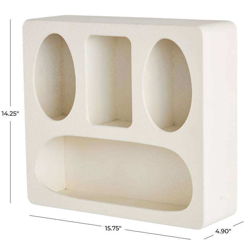 Cream or Black Wood 4 Shelf Geometric Room Wall Shelf