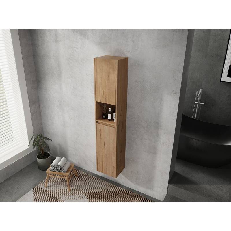 Modern Floating Bathroom Cabinet with Reversible Door & Soft-Close Hinges, Wall-Mounted Side Cabinet Storage Cabinet