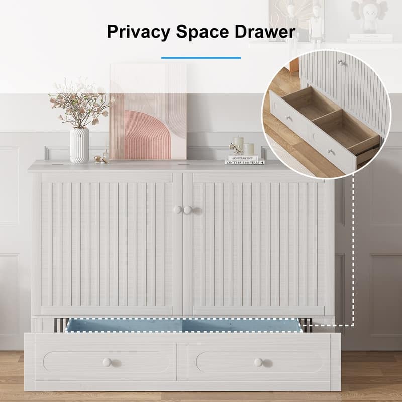 Mixoy Murphy Bed,Cube Foldable Cabinet Bed with Charging Station