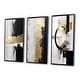 preview thumbnail 3 of 7, Designart "Horizontal Dimensions Abstract Gold Black" Abstract Painting Frame Gallery Set Of 3 Wall Art Print - For Office Decor