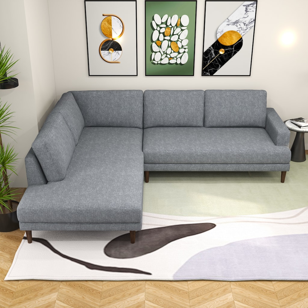 Hannah Fabric Modern Living Room Corner Sectional Couch in Grey