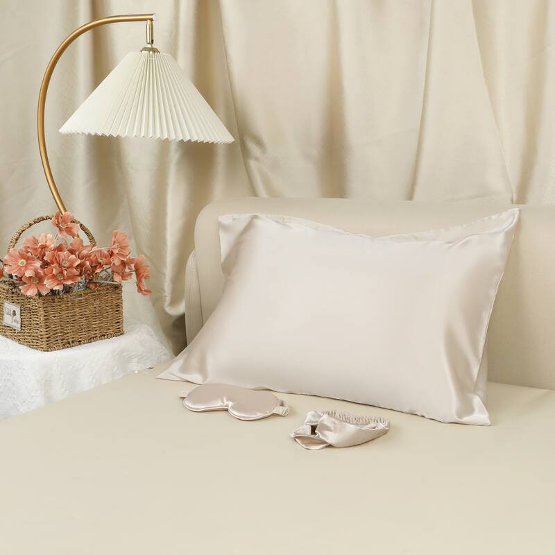 Breathable Pillow Case with Envelope Pillowcases w Eye Mask, Hair Band