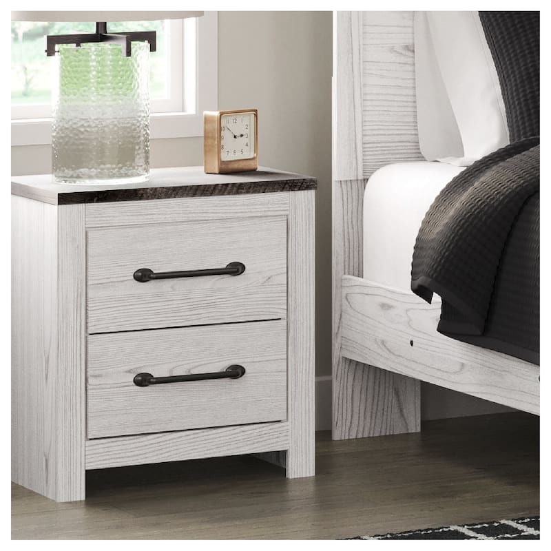 Signature Design by Ashley Gerridan Grey and White Woodgrain Nightstand - White/Gray - 2-drawer