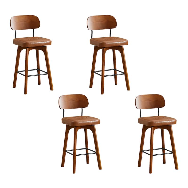 Swivel Bar Stool Set of 2/3/4 with Back Support - Set of 4 - 26"Brown-4 - Counter Height