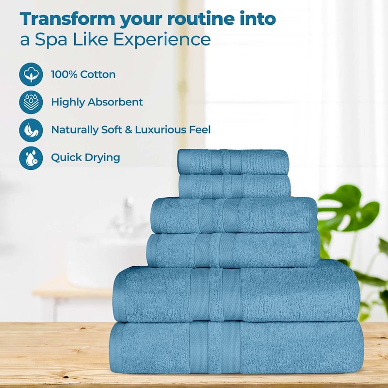 Superior Ultra-Soft Cotton Solid Medium Weight Bath Towel Set of 2