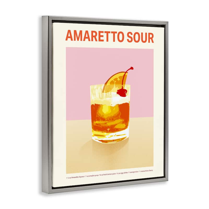 Stupell Amaretto Sour Classic Drink Framed Floater Canvas Wall Art Design By Victoria Barnes
