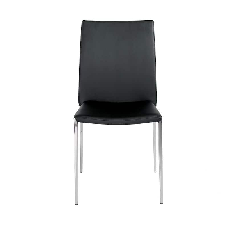HomeRoots Set of Two Black and Silver Upholstered Faux Leather Dining Side Chairs