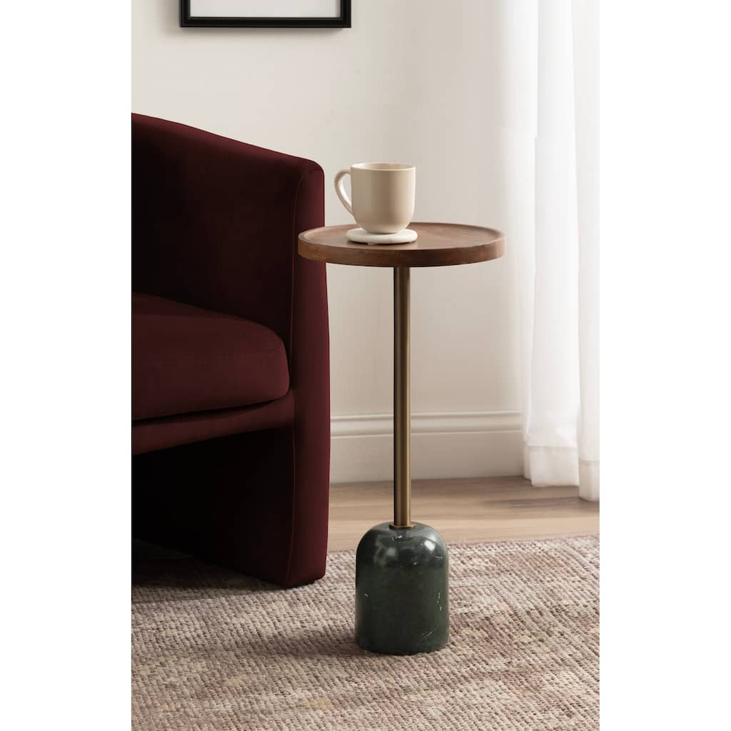 Kate and Laurel Shorrock Wood and Marble Side Table