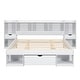 preview thumbnail 8 of 16, Queen Size Solid Pine Wood Platform Kids Bed Frame with Multi-Storage Headboard, Large Drawer, and Open Shelves, White