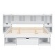 preview thumbnail 8 of 10, Queen Wood Platform Bed with Storage Headboard & Drawer, White