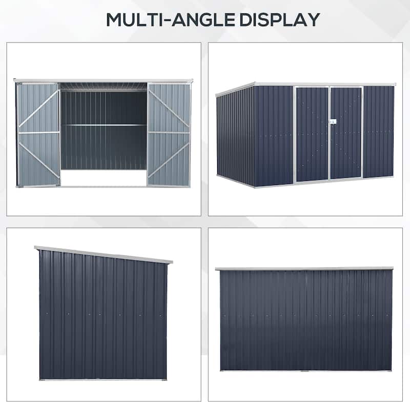 Outsunny 11' x 6' Steel Garden Storage Shed, Outdoor Utility Tool House with Double Lockable Doors for Backyard, Patio, Lawn