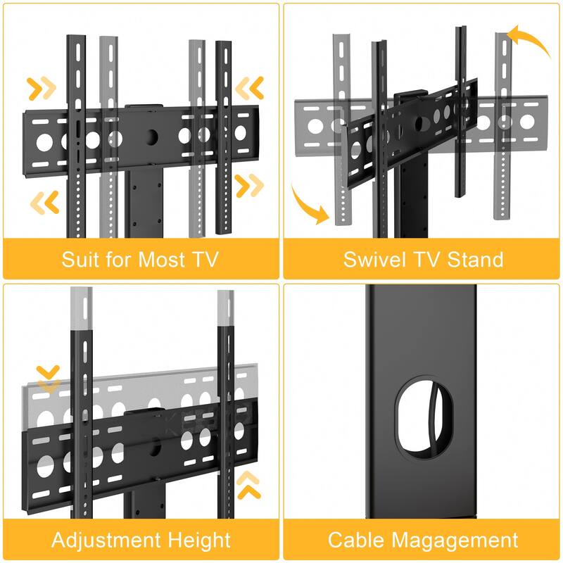 VECELO TV Stand with Mount and Power Outlet, Swivel TV Stand Mount for 32~70 inch TVs, Height Adjustable TV Entertainment Center