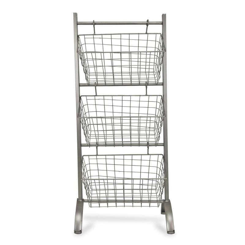 Gray Metal 3 Tier Basket Storage