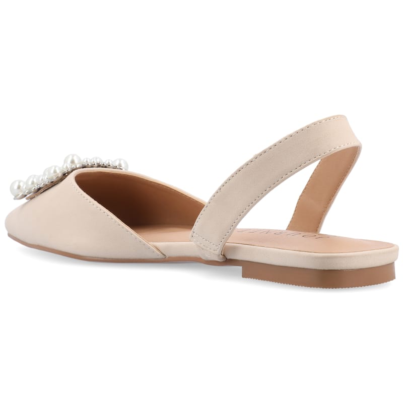 Journee Collection Women's Medium and Wide Width Hannae Sling Back Pointed Toe Flats