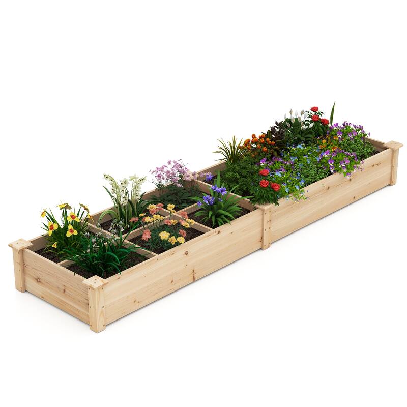 Gymax Raised Garden Bed Wooden Elevated Planter w/2 Planter Boxes 7 - Brown