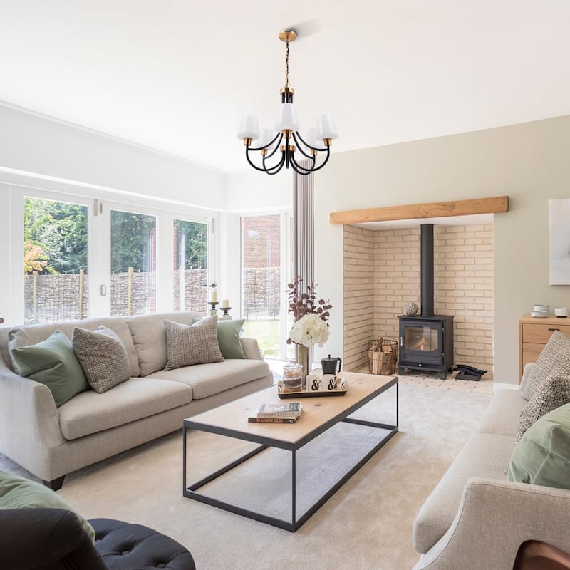 CO-Z 5-Light Modern Farmhouse Chandelier Pendant Light with Opal Glass Shades