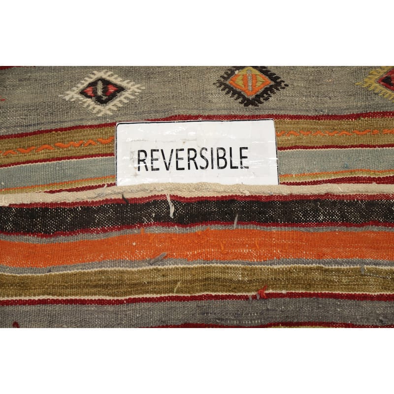 Hand Woven Oriental 100% Wool Carpet Southwestern Tribal Multi-Colored Kilim Area Rug - 9' 8'' X 4' 10''