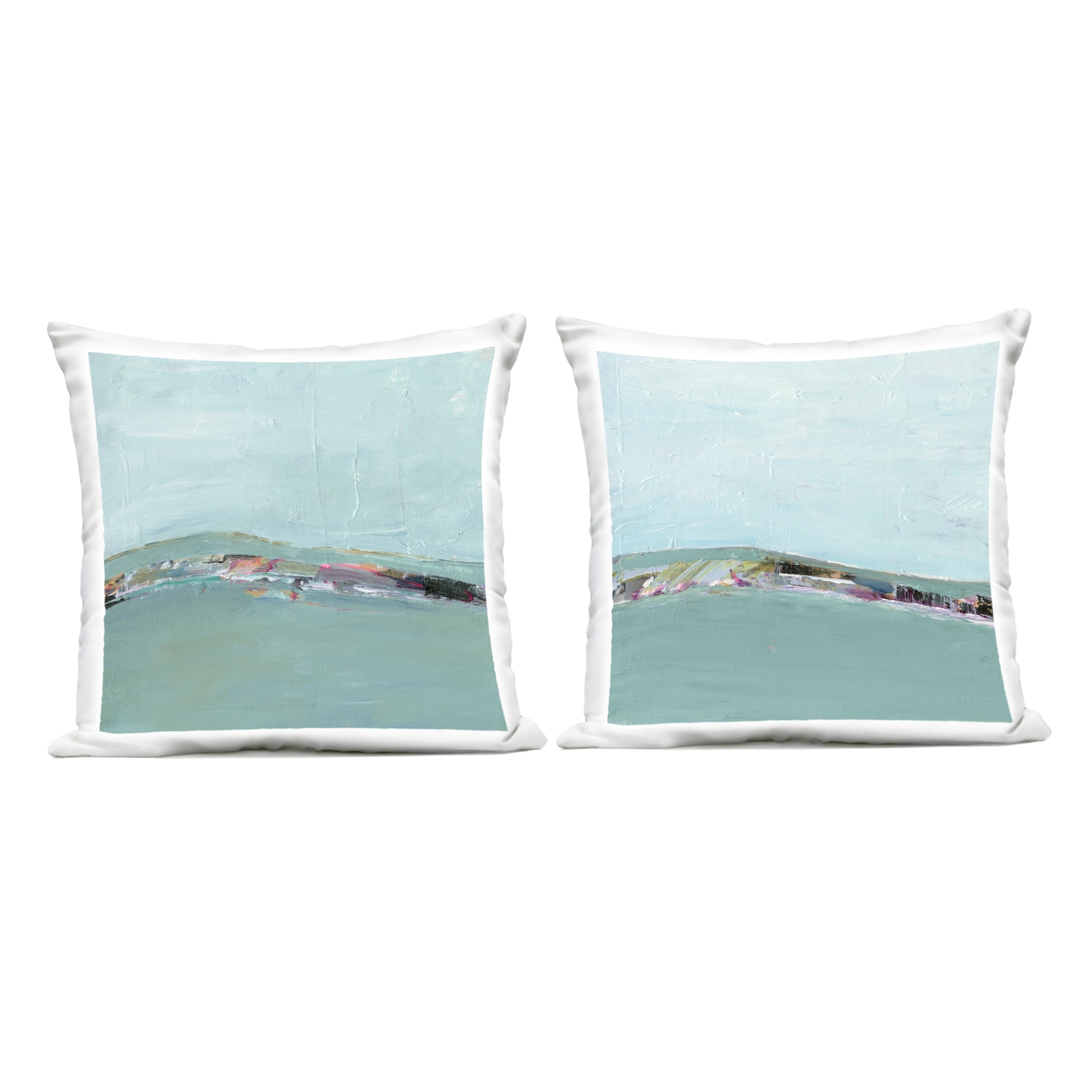 Stupell Abstract Sea Distant Cliffs Printed Outdoor Throw Pillow Design by Ethan Harper (Set of 2)