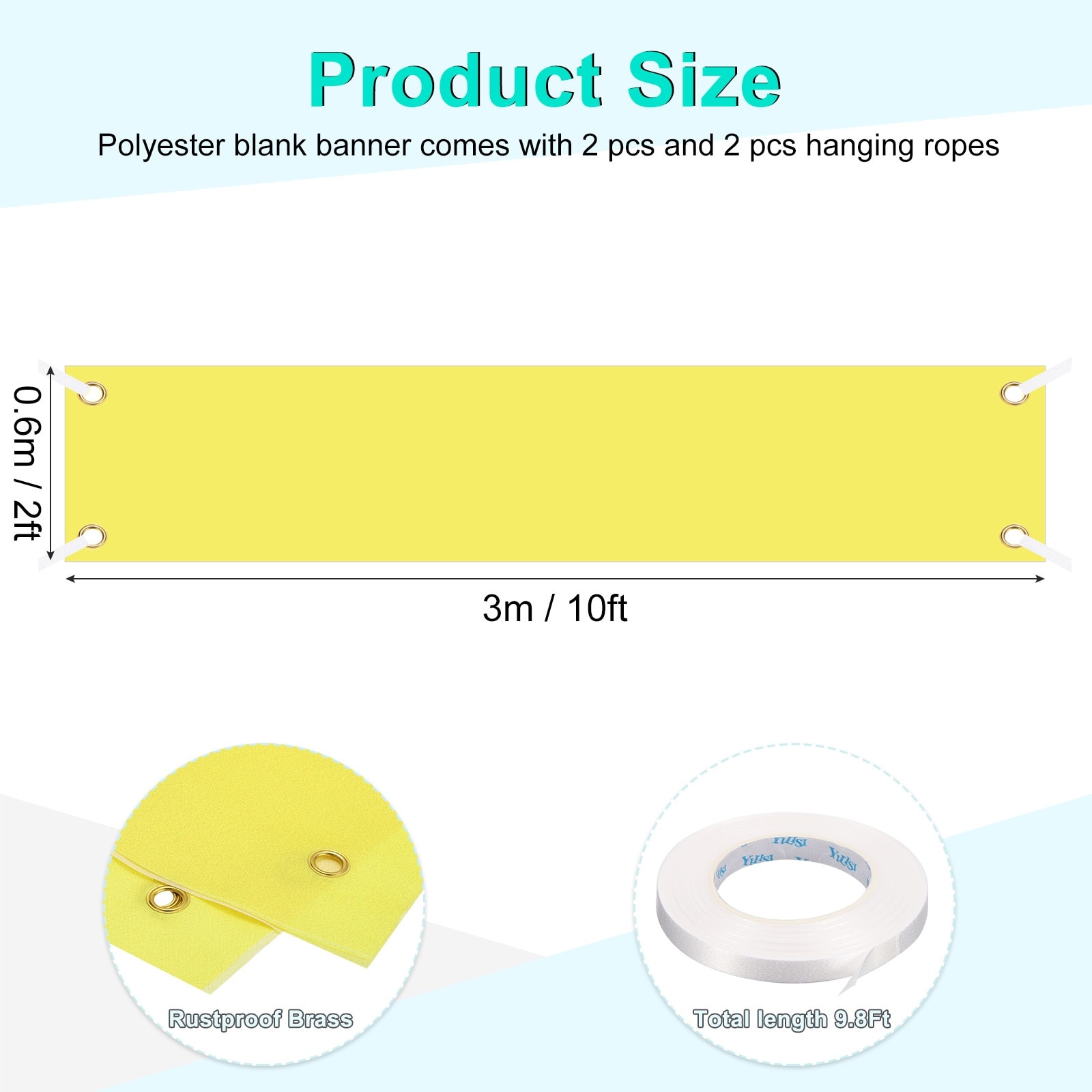 Large Black Blank Banner and Signs 2 x 4 Feet, 2 Set Sublimation Banners