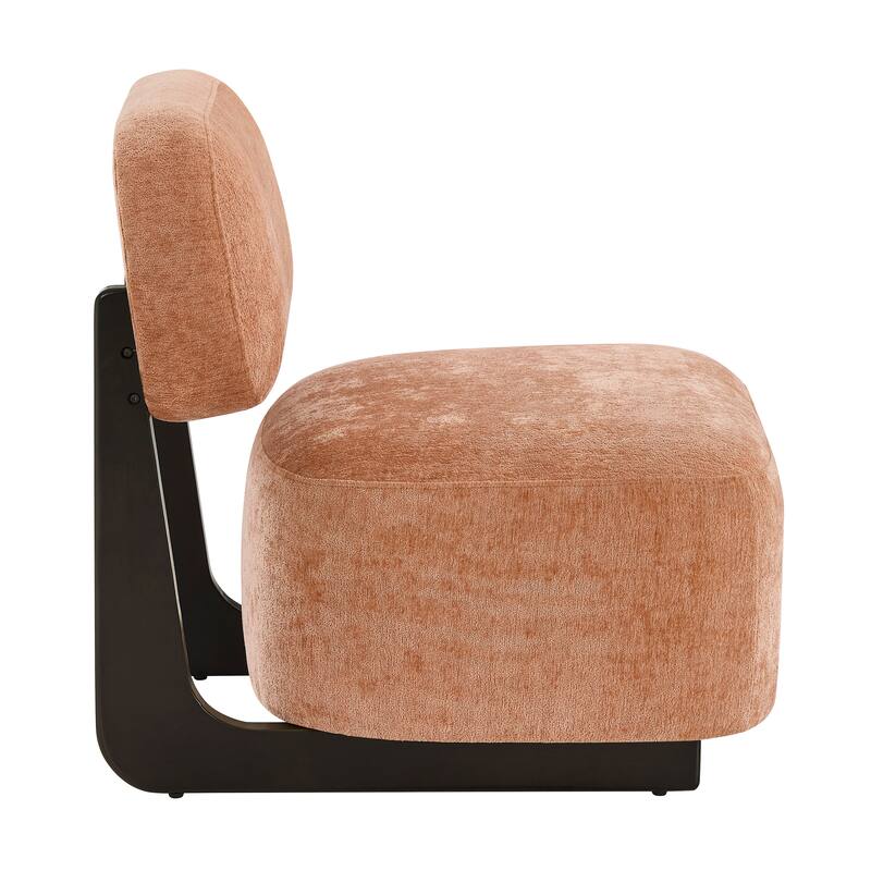 Chenille Upholstered Accent Chair, Lounge Reading Chair with Rectangular Backrest, Single Sofa Chair with Solid Wood Frame