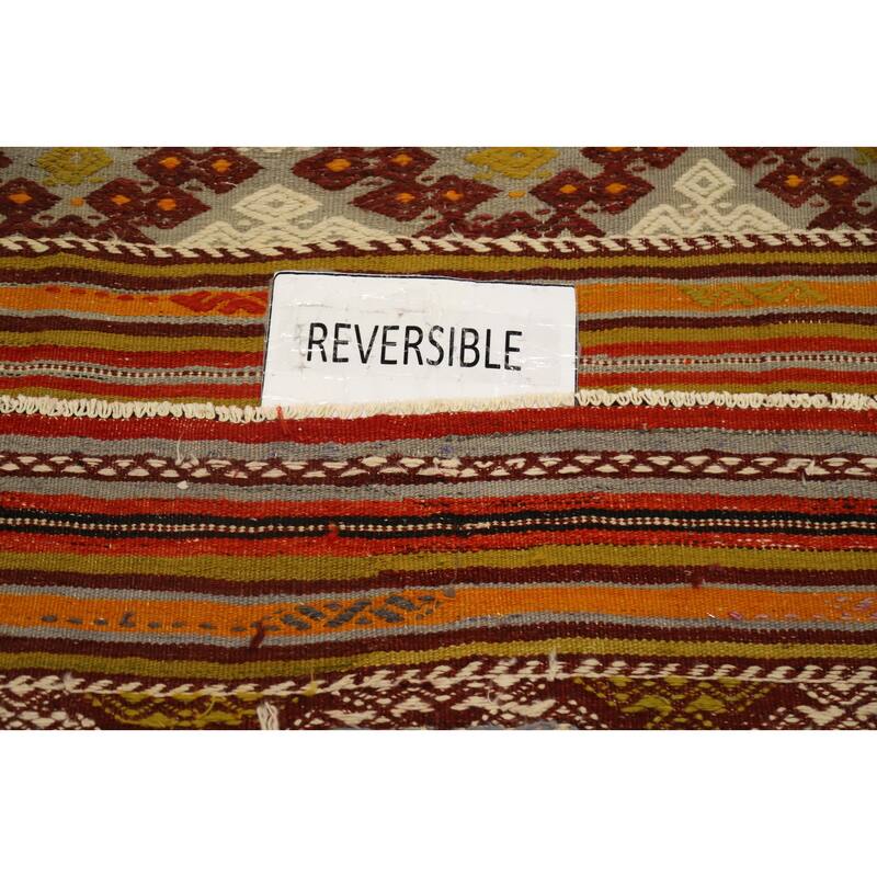 Hand Woven Oriental 100% Wool Carpet Southwestern Tribal Multi-Colored Kilim Area Rug - 8' 7'' X 5' 7''