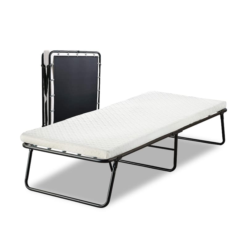 Onetan, 14” Folding Bed with Luxurious Memory Foam Mattress, Portable Guest Bed