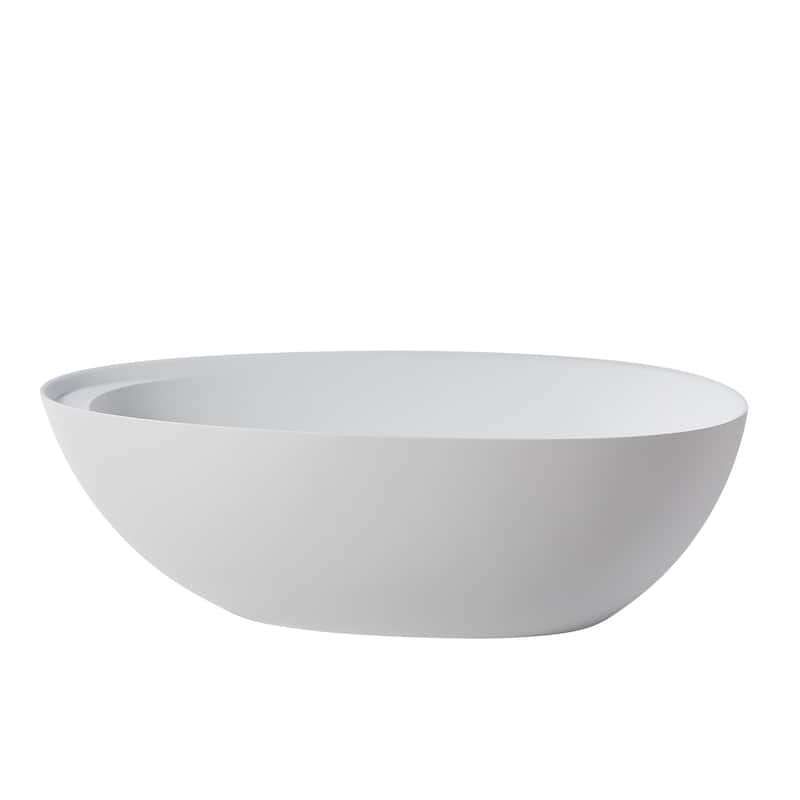 67" Solid Surface Freestanding Bathtub in Matte White/Black/Grey