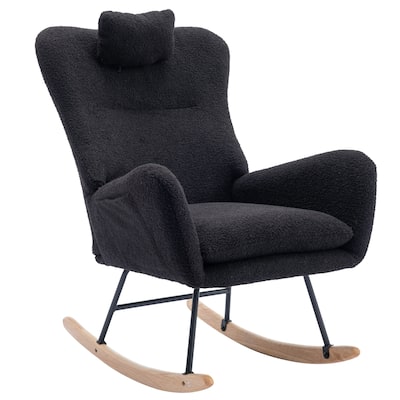 Soft Teddy Fabric Rocking Chair with Pockets