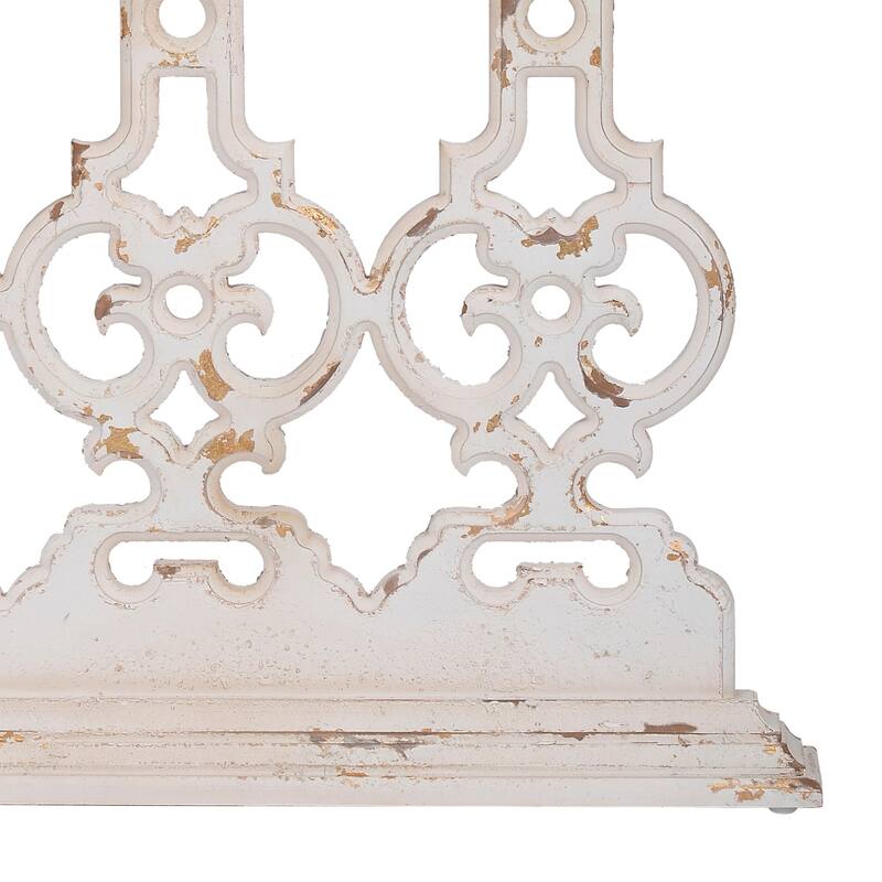 32 Inch Console Table, Fir Wood, Traditional, Scrollwork, Antique White
