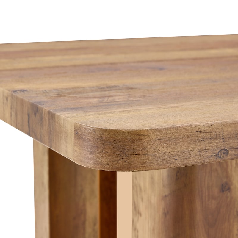 5-Piece Wood Textured Dining Table Set with U-shaped Table Legs, Chairs with Arched Black Legs, Curved Backrest