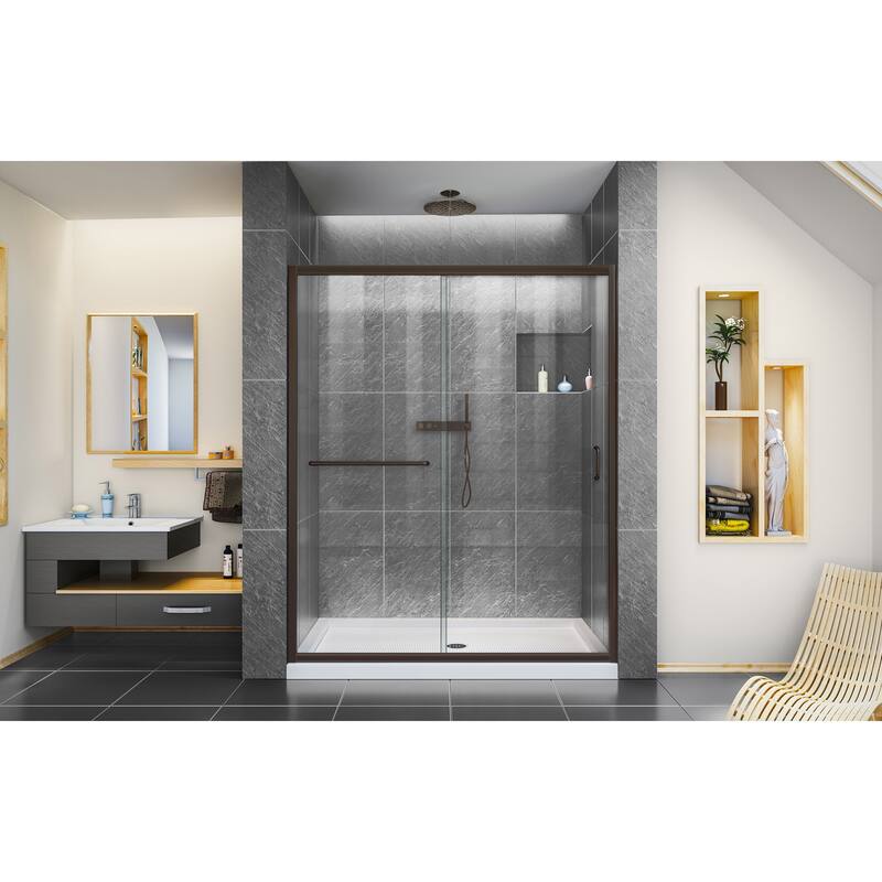 DreamLine Infinity-Z 36 in. D x 60 in. W x 74 3/4 in. H Sliding Shower Door and Shower Base Kit - 36" x 60" - 36" x 60"