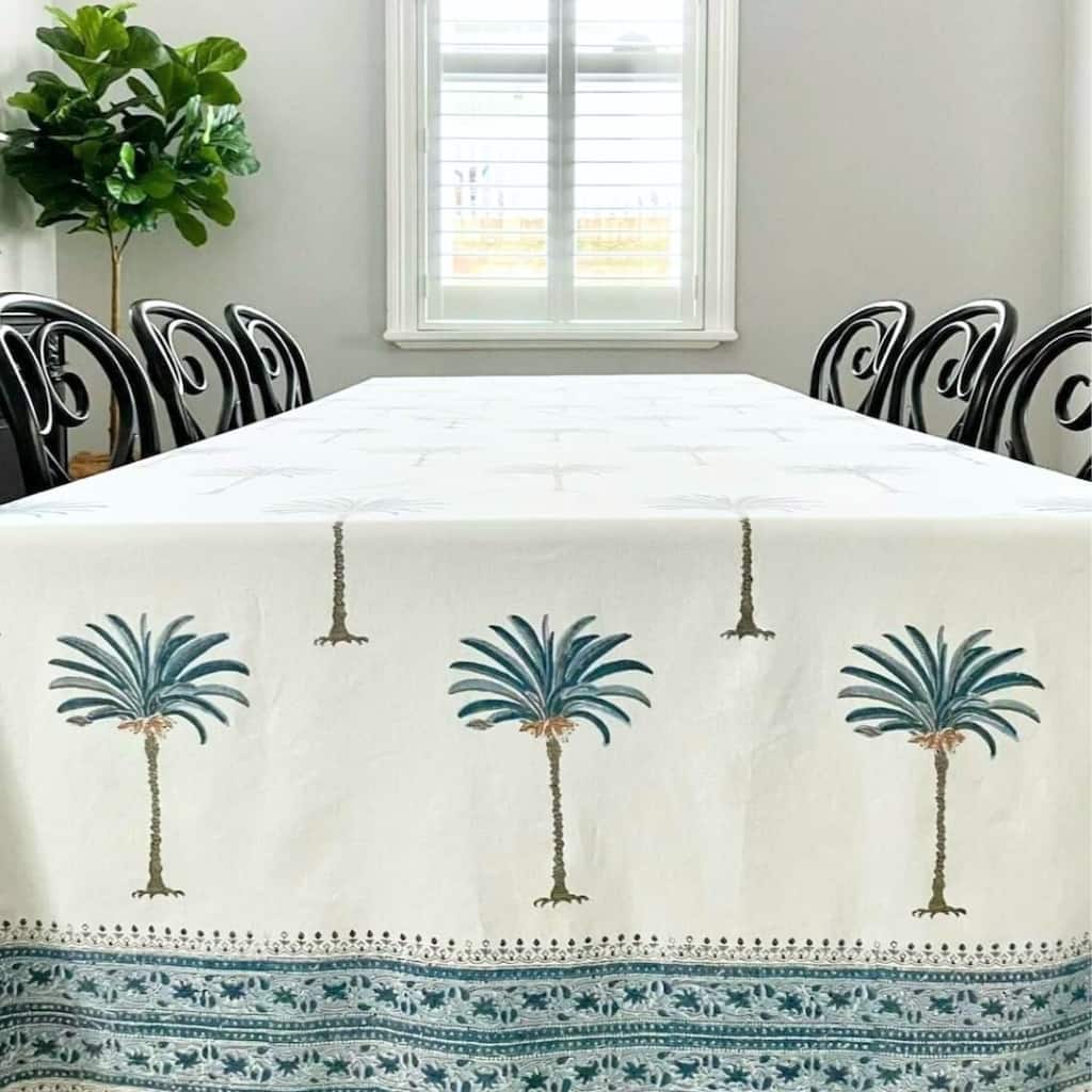 Square Tablecloth- Palm Tree Blue