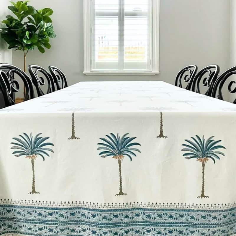 Square Tablecloth- Palm Tree Blue