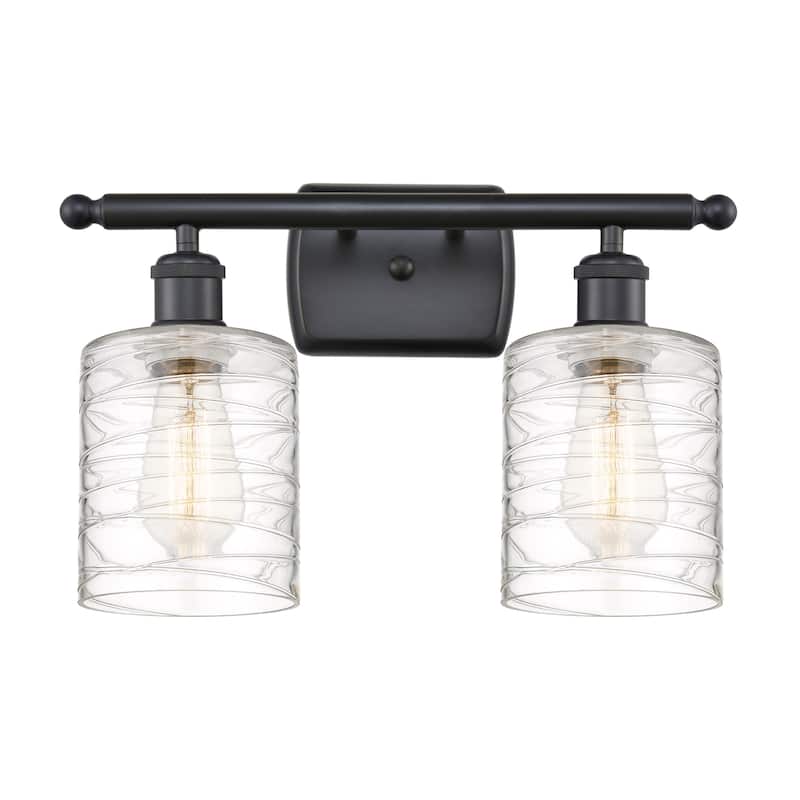 Innovations Lighting 516-2W-9-16 Cobbleskill Vanity Cobbleskill 2 - Matte Black / Deco Swirl