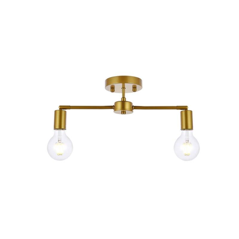 Elegant Lighting LD2348 Zane 2 Light 22" Wide Semi-flush Linear - Brass