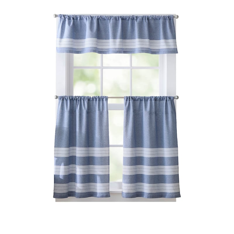 Curtainworks Denim Yarn Dye Valance or Tier Pair Curtain Collection