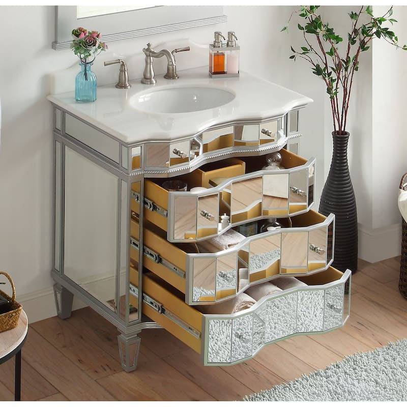 30" Mirrored Asselin Bathroom Sink Vanity
