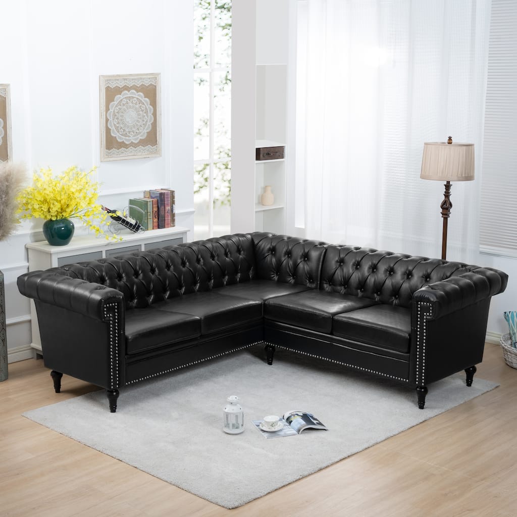 GDFStudio - Clayton Luxurious Sectional Sofa with PU Leather