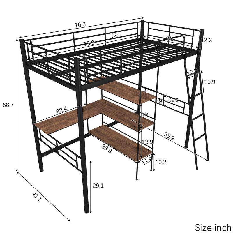 Twin Size Metal Loft Bed Twin Size Metal Loft Bed