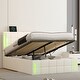 preview thumbnail 4 of 25, Full Size Upholstered Storage Bed with LED Lights, Hydraulic Storage System and USB Charging Station for Kids Teens Adults