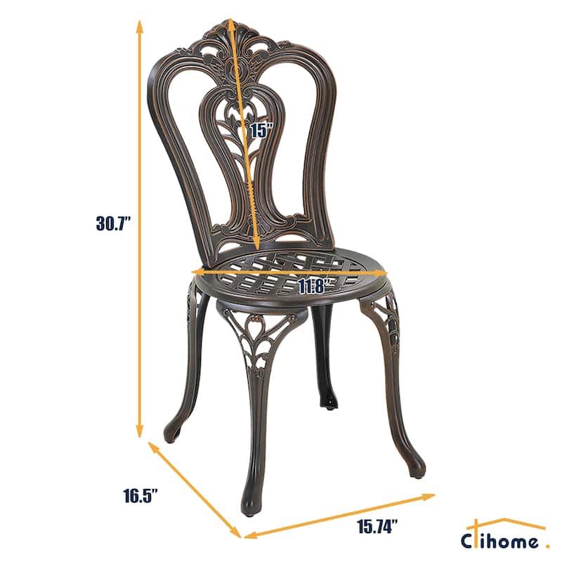 Clihome Outdoor Cast Aluminum Bistro Chair (Set of 2)
