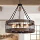 preview thumbnail 8 of 9, Modern Farmhouse Rustic 6-Light Wood Drum Chandelier for Dinning Room
