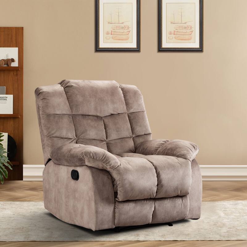 Manual Reclining Fabric Recliner and Single Sofa - Brown