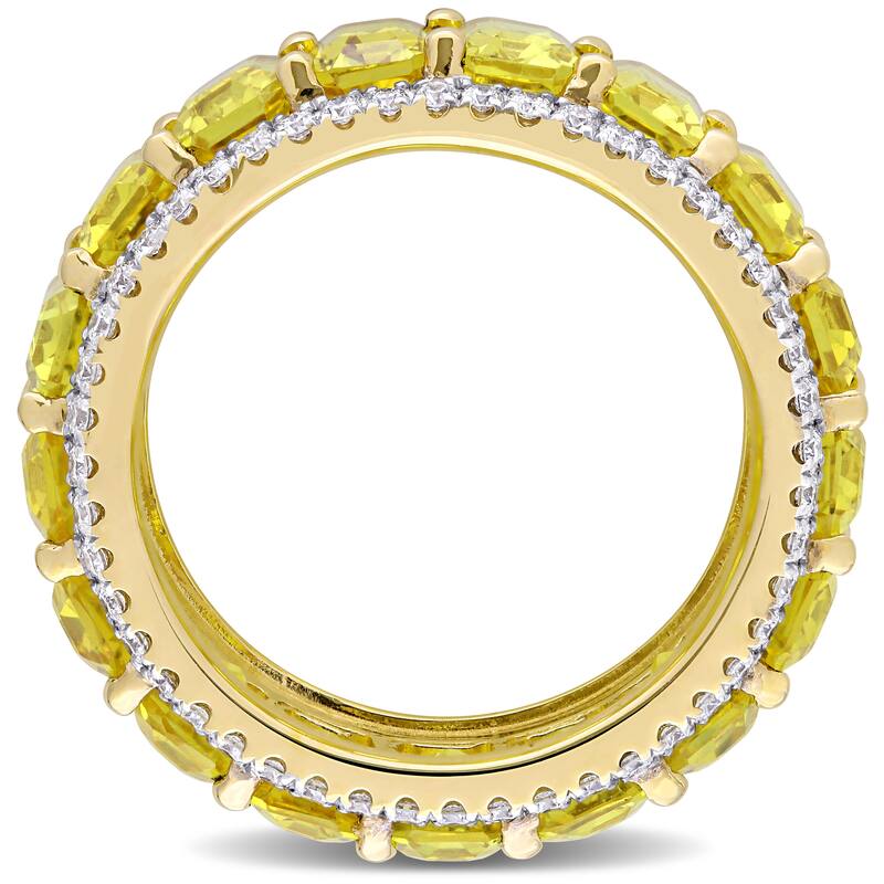 Miadora 14k Yellow Gold 9 3/8ct TGW Yellow Sapphire and 3/5ct TDW Diamond Eternity Wedding Band Ring